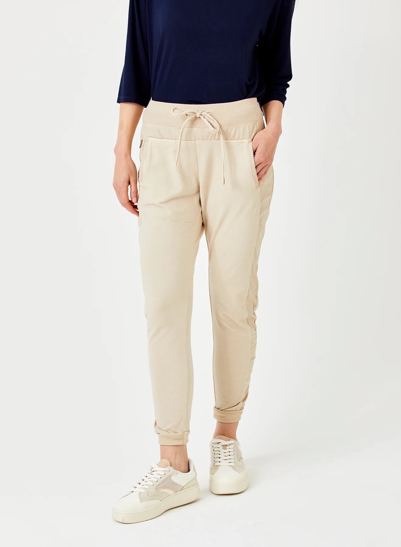 Suzy D Ultimate Joggers Cotton Joggers | Almond Milk, Made in Italy
