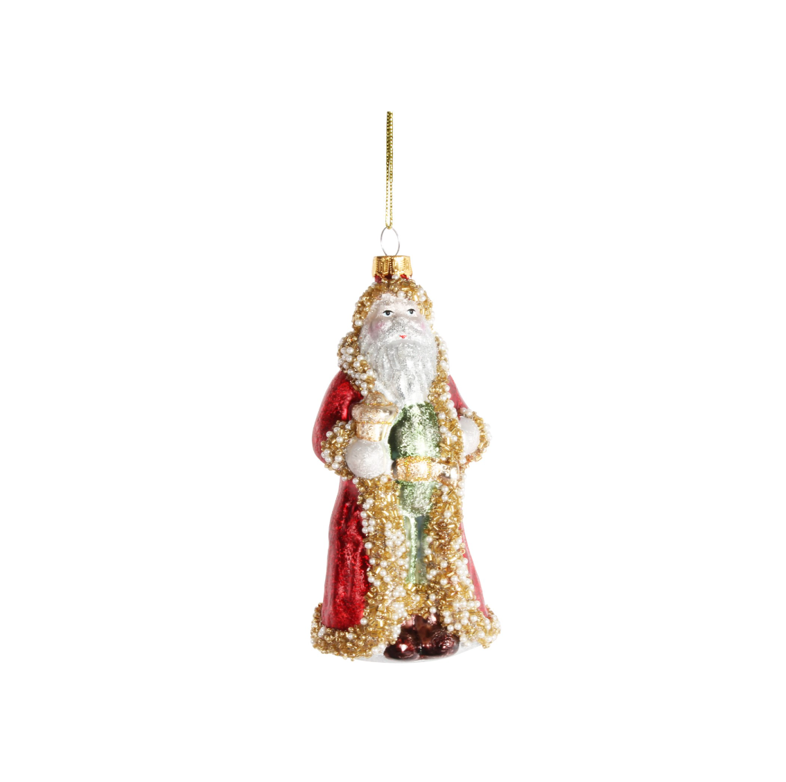 Standing Santa Glass Ornament