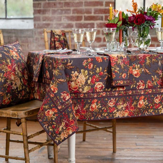 April Cornell Cotton Tablecloth | Bountiful Harvest Slate