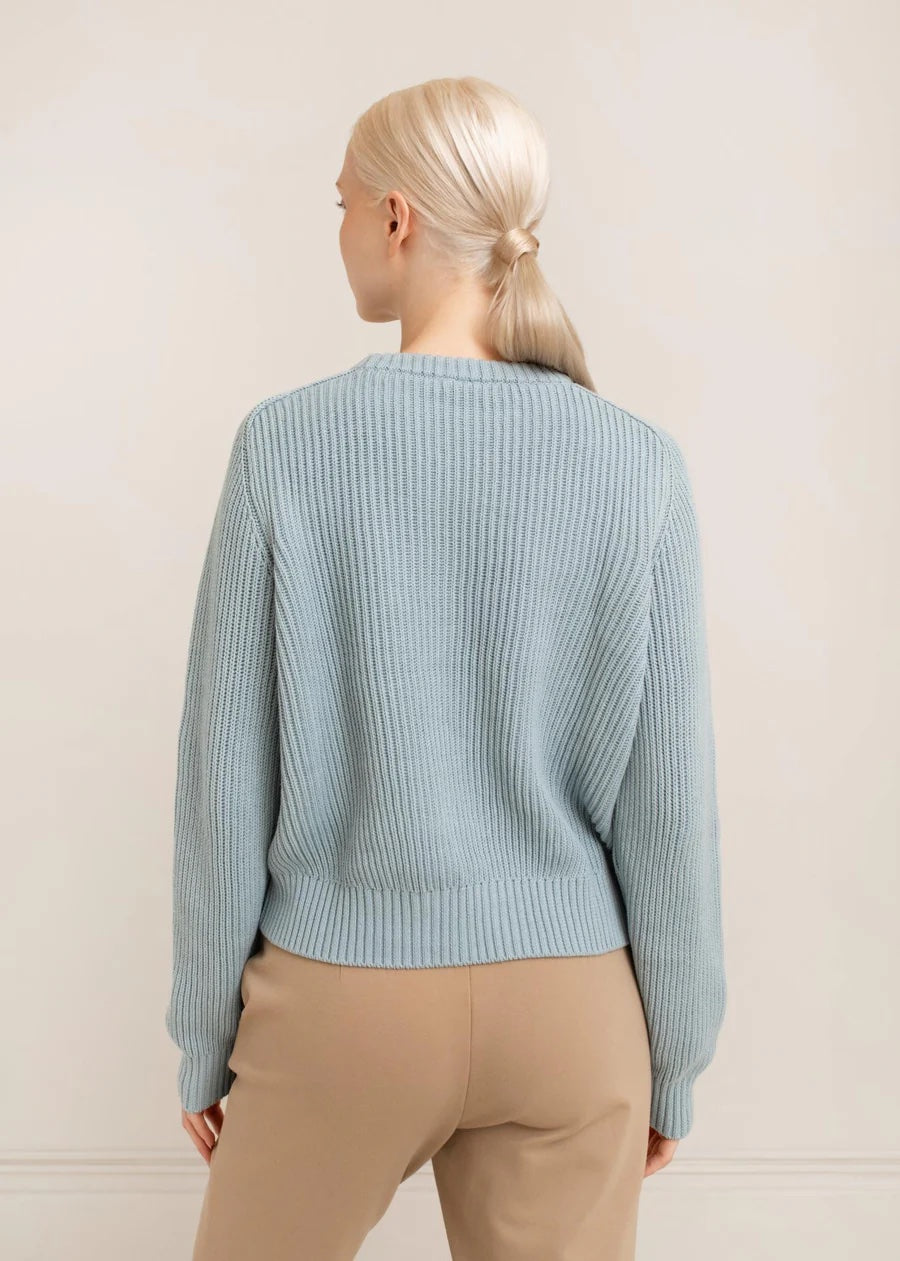 Paper Label Avery Crew Neck Sweater | Milky Blue, Designed in Canada