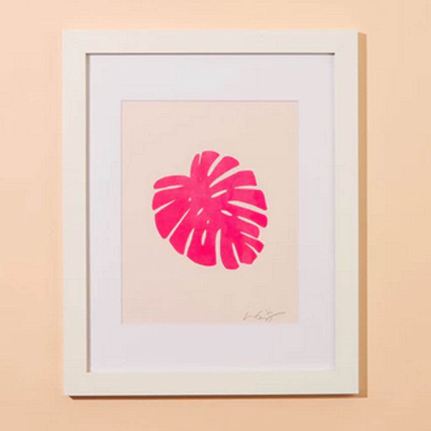 And Here We Are Art Print | Pink Monstera Leaf