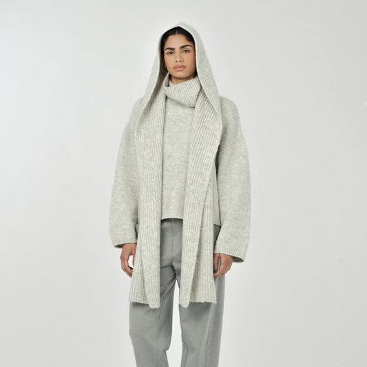 Paper Label Juri Hood Scarf | Light Melange Grey