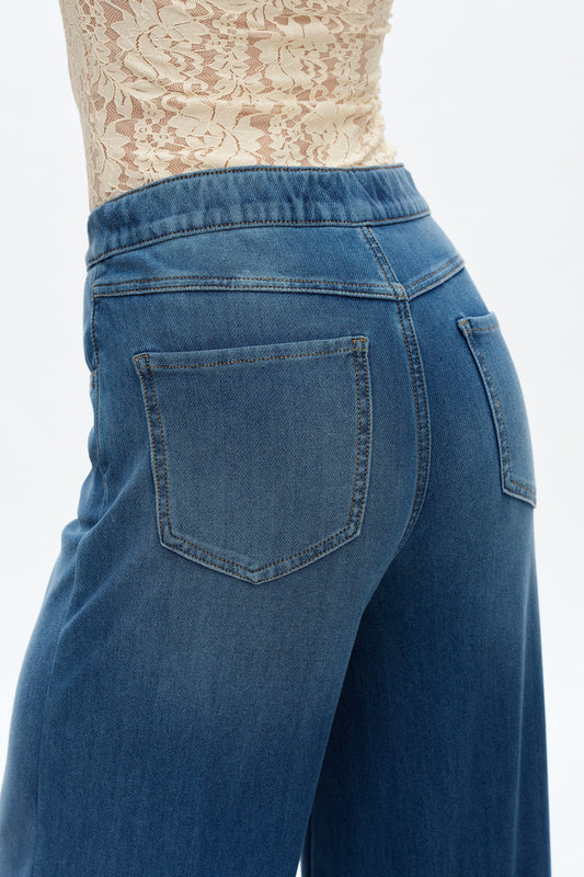 High Rise Wide Leg Jeans - Medium Blue