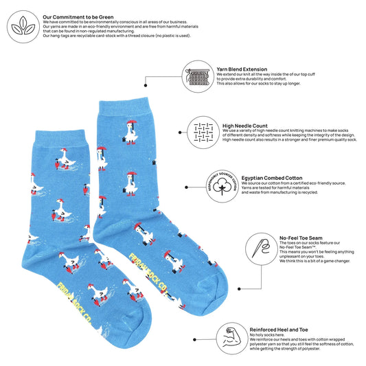 Women's Mismatched Socks - Goose in Rain