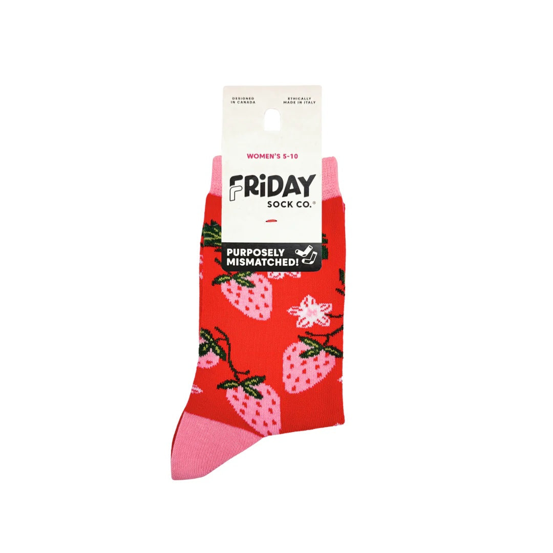 Friday Sock Co. Women's Mismatched Socks | Strawberry