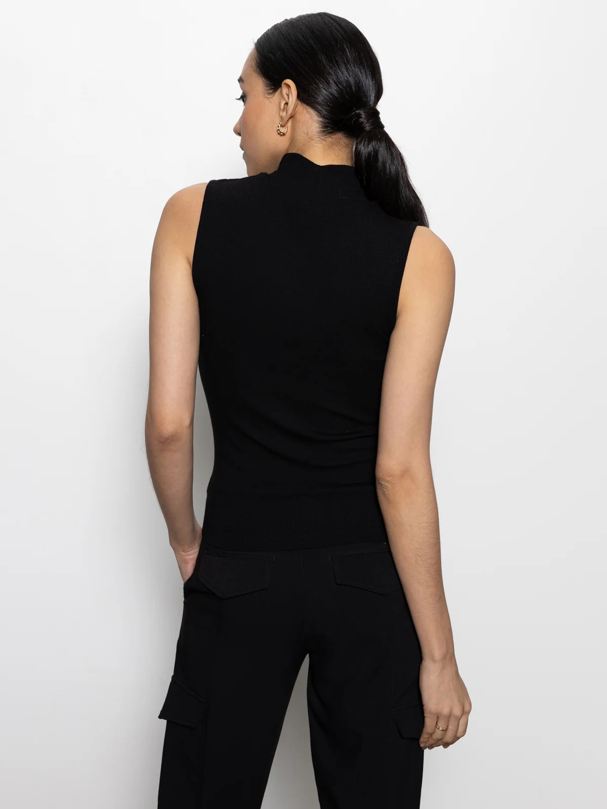Essential Sleeveless Mock Neck - Black