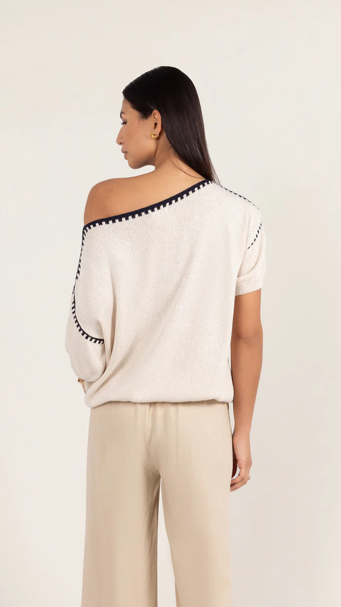 Charli - Billie Cotton Knit Top | Ecru, Made in Italy