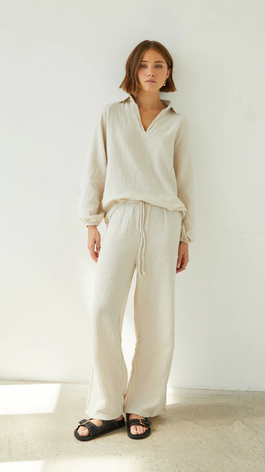 Charli Selina Cotton Pants | Seashell, Made in Italy