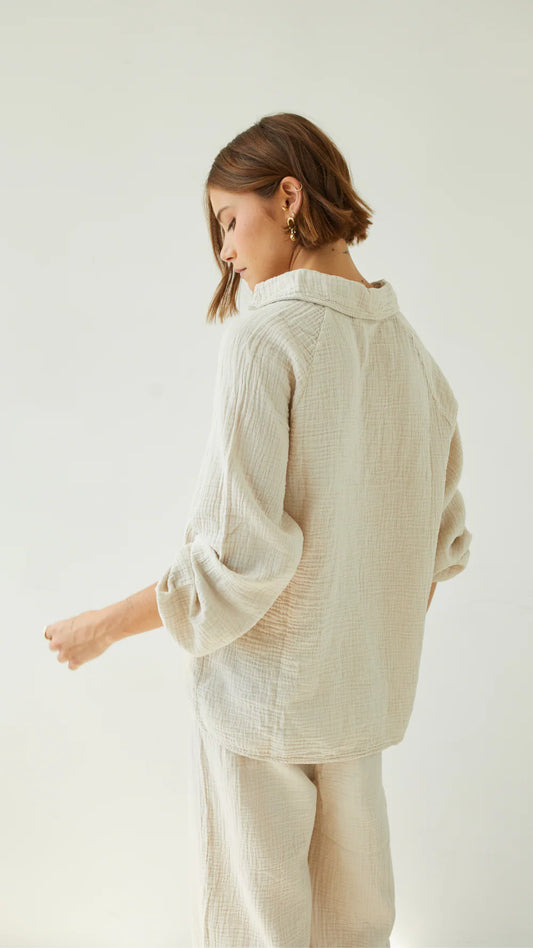 Charli Selina Cotton Top | Seashell, Made in Italy