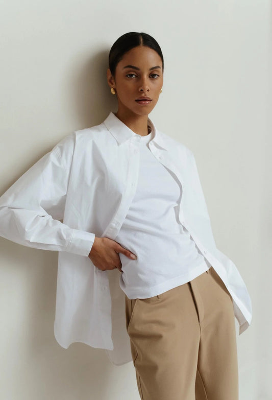 Paper Label Classic Oversized Shirt | Bright White