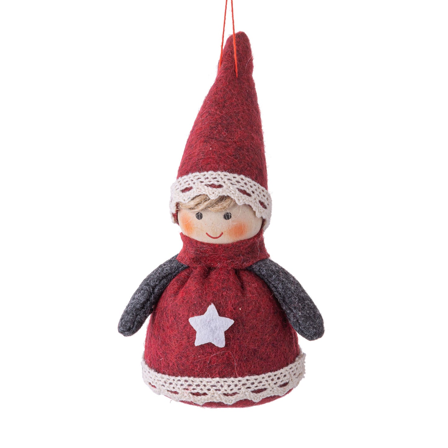 Little Cuties Ornaments in Red and Grey Star Outfits | Short Hair