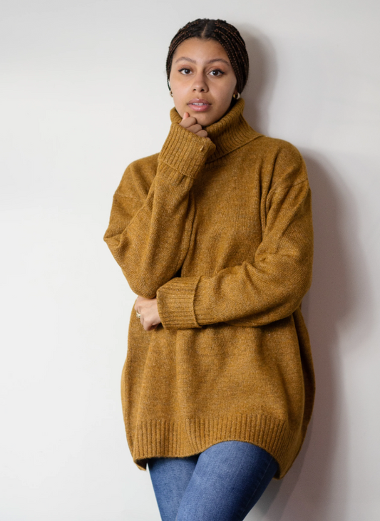 Dog Walker Chunky Cowl Sweater - Bronze