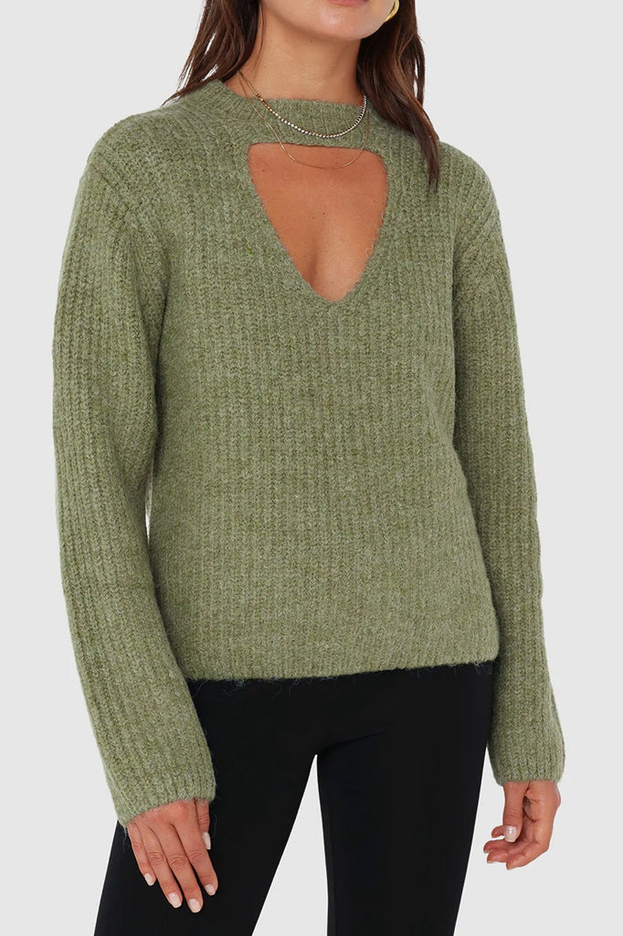 Madison the Label Delta Knit Sweater, Khaki | Designed in Australia