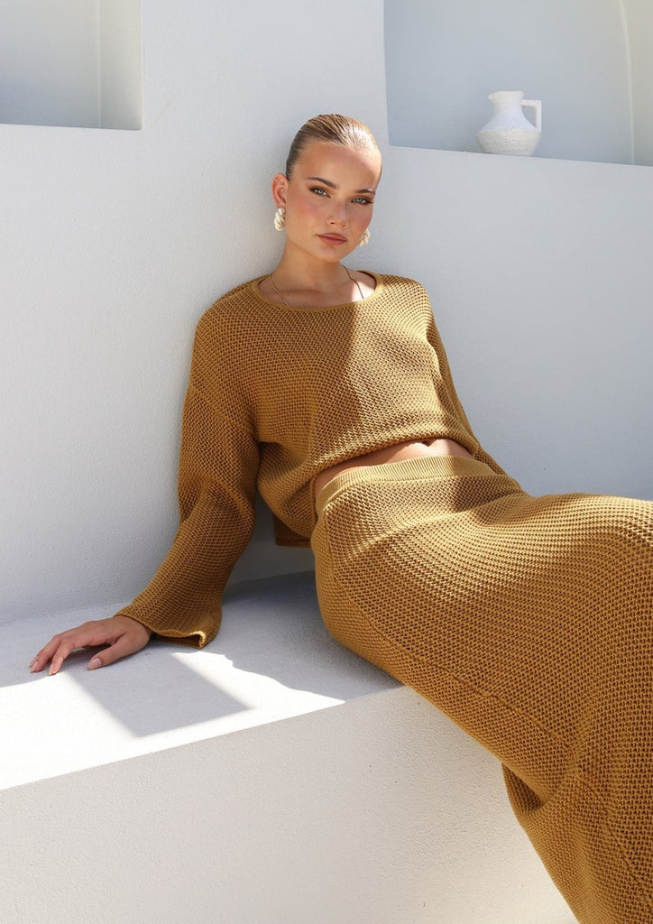 Lost in Lunar Everly Knit Top | Light Mustard, Designed in the USA
