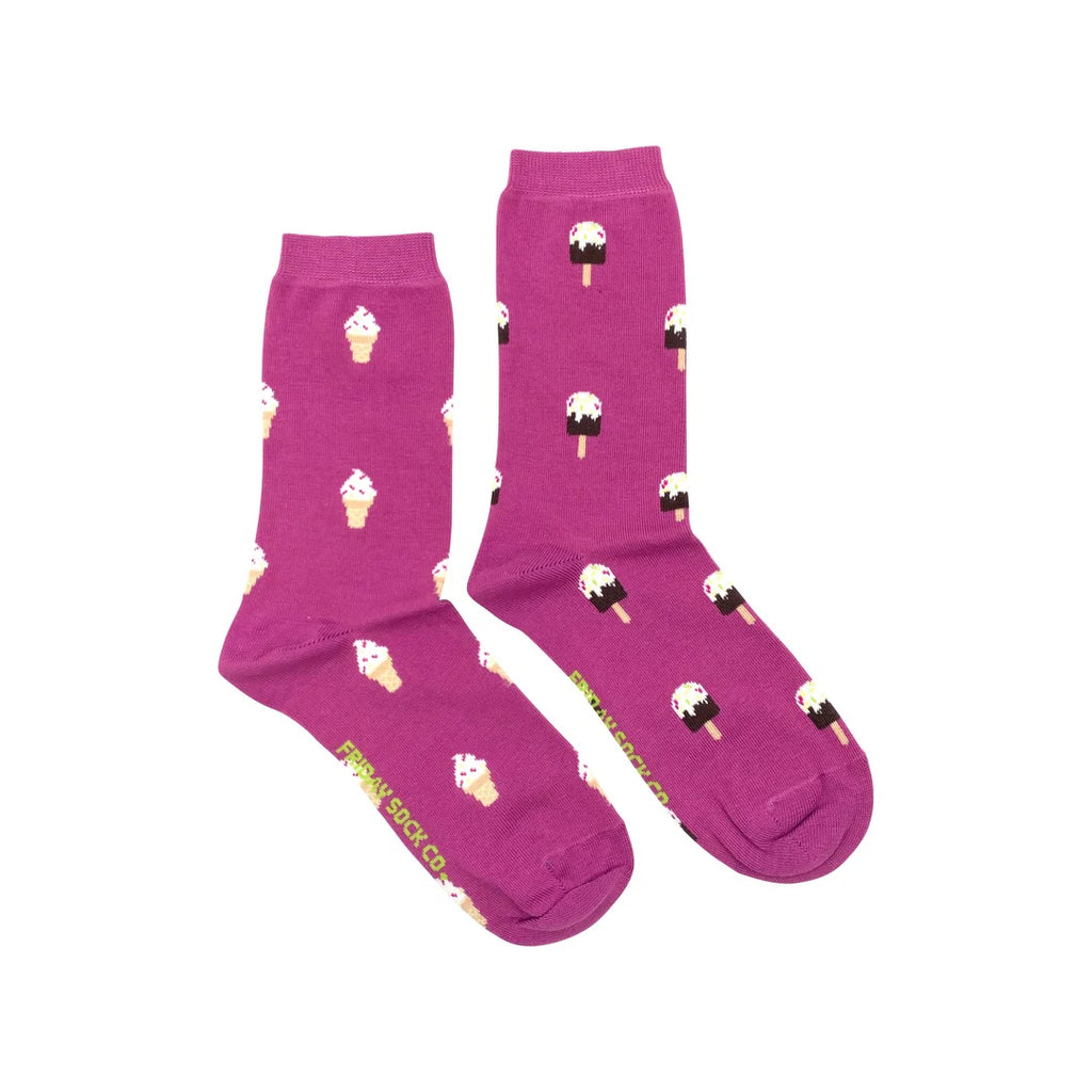 Friday Sock Co. - Women's Mismatched Socks - Purple Ice Cream & Popsicle