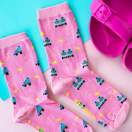 Friday Sock Co. Women's Mismatched Crew Socks | Rollerskate