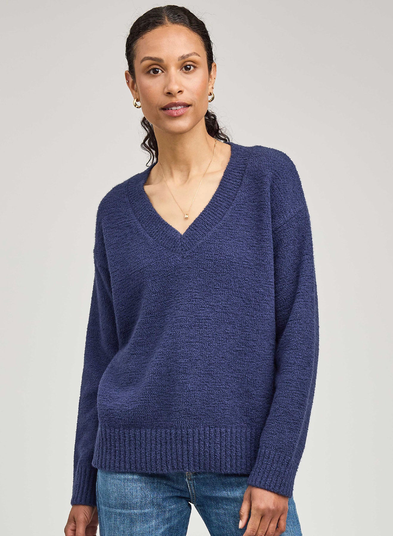 Tilda V-Neck Sweater - Navy