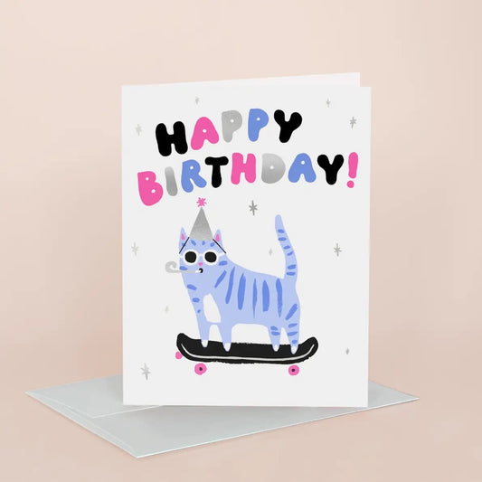 Birthday Card - Skater Cat