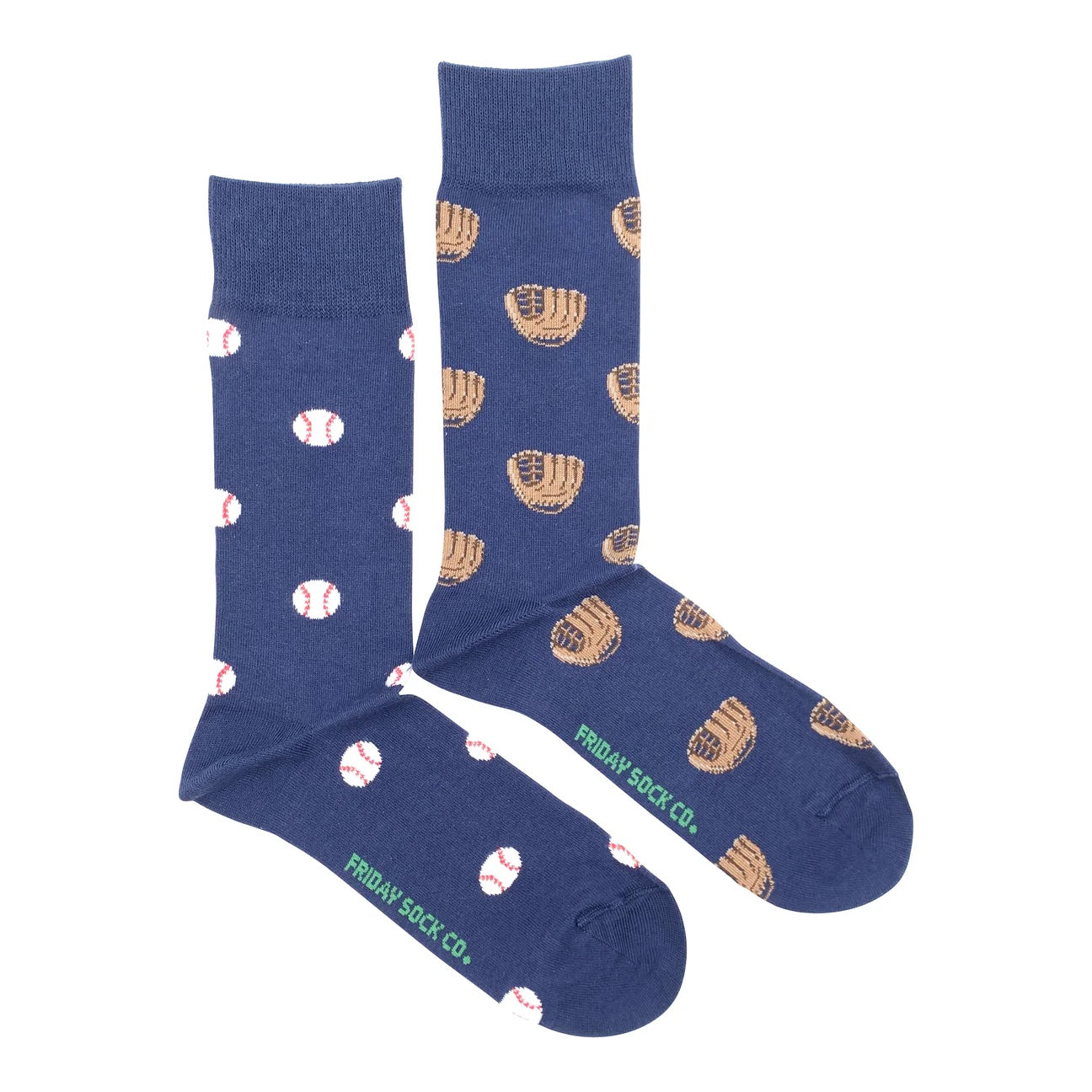 Men's Mismatched Socks - Baseball Glove & Baseball