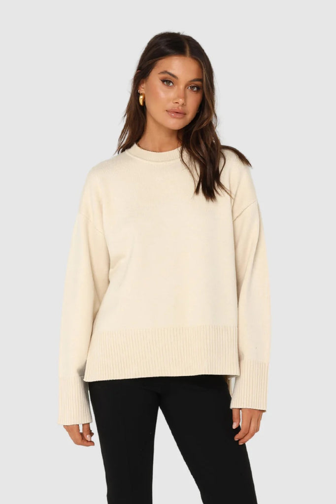 Madison the Label June Knit Sweater, Cream | Designed in Australia