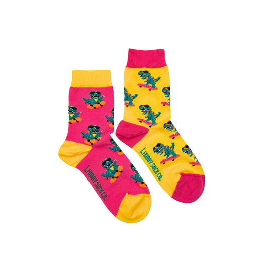 Friday Sock Co. Kids' Mismatch Socks | Dinos on Skateboards