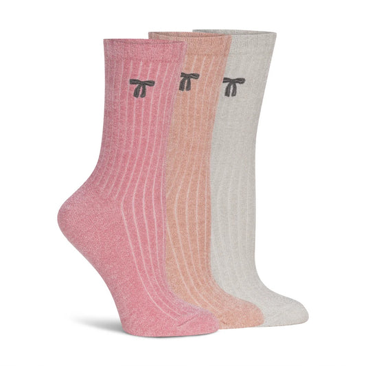 3 Pack Velvet Cozy Crew Sock - Pink Combo