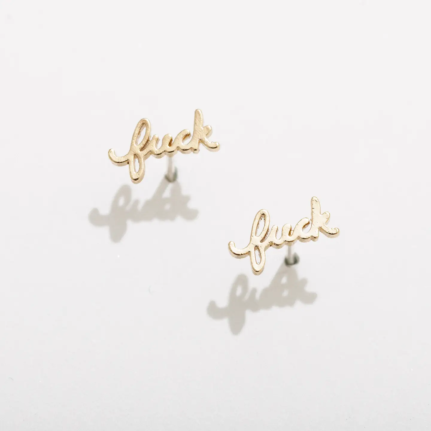 Larissa Loden Jewellery Fuck Script Post Earrings | Gold Plated