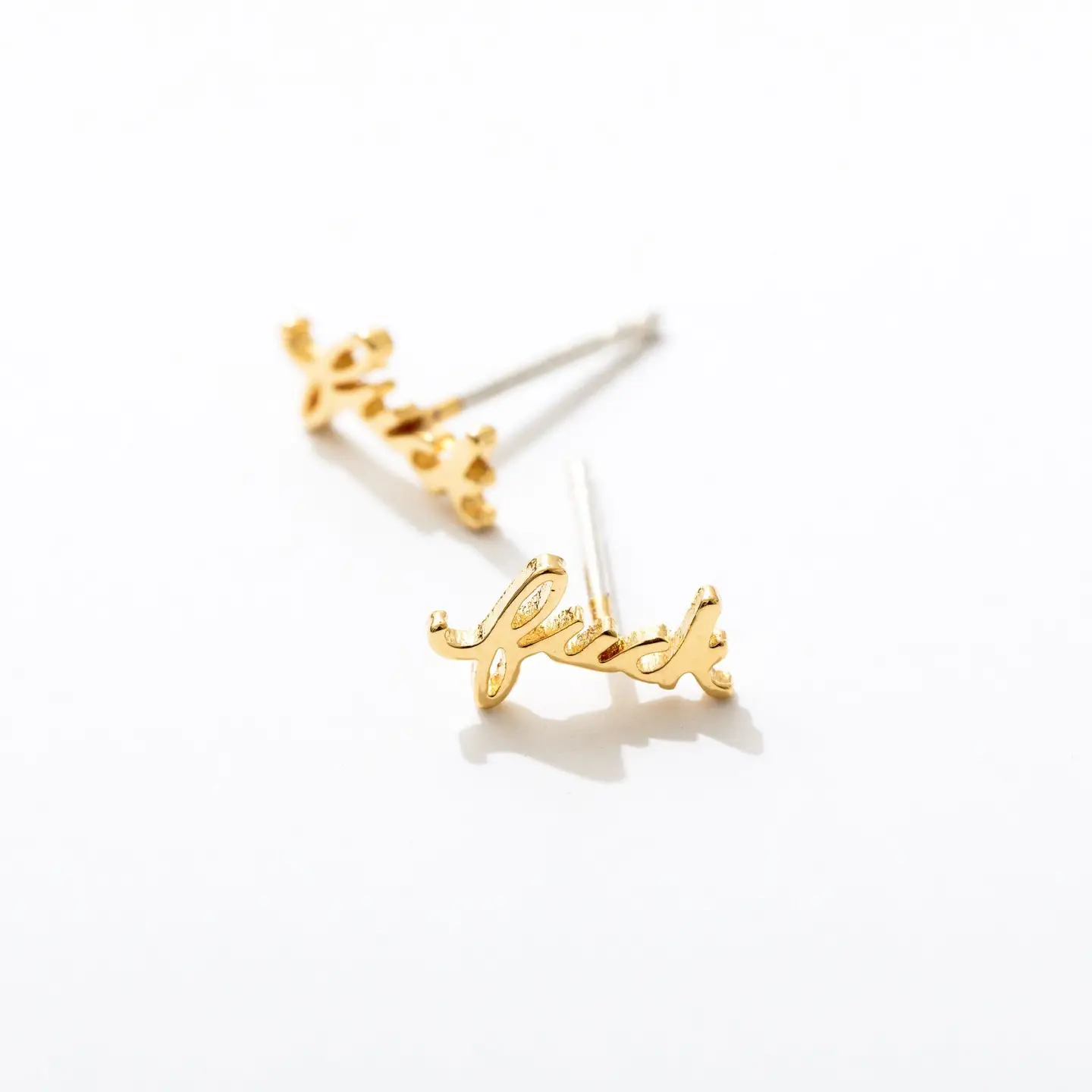 Larissa Loden Jewellery Fuck Script Post Earrings | Gold Plated