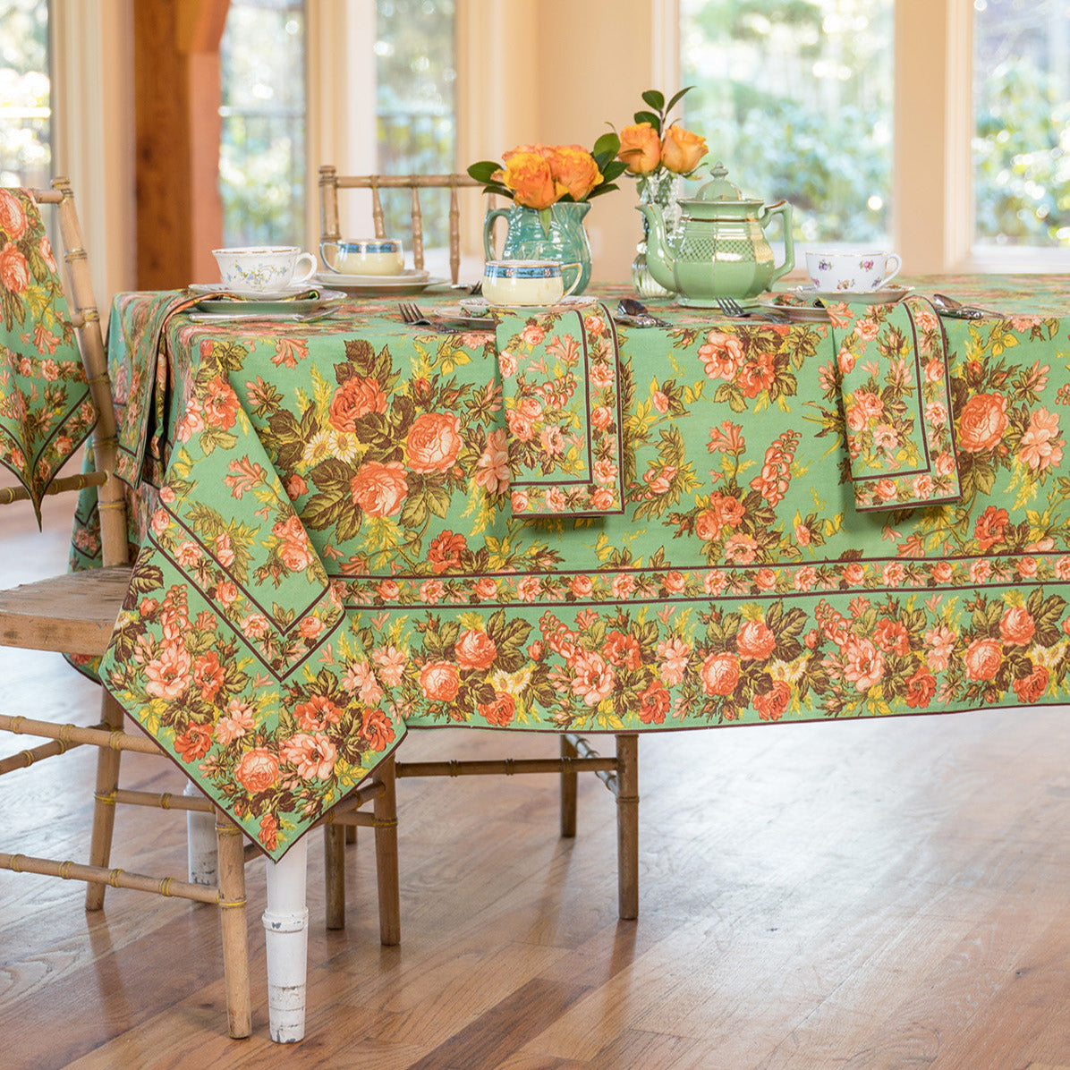 April Cornell Cotton Tablecloth, Ma Cherie | Turquoise