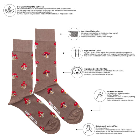 Friday Sock Co. Men's Mismatched Socks | Mushroom