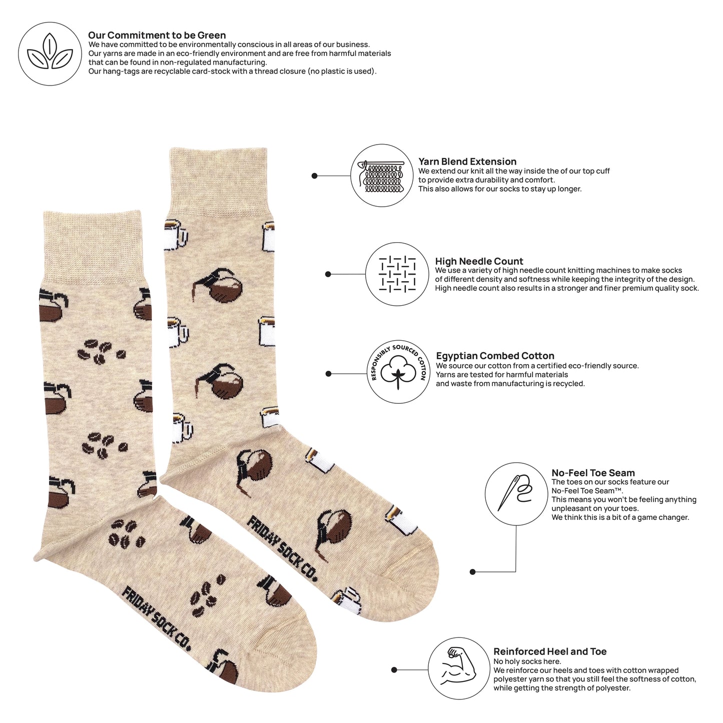 Friday Sock Co. Men's Mismatched Socks | Vintage Coffee