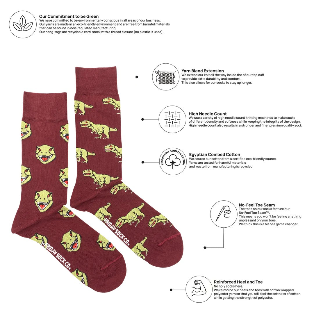 Men's Mismatched Socks - Dino