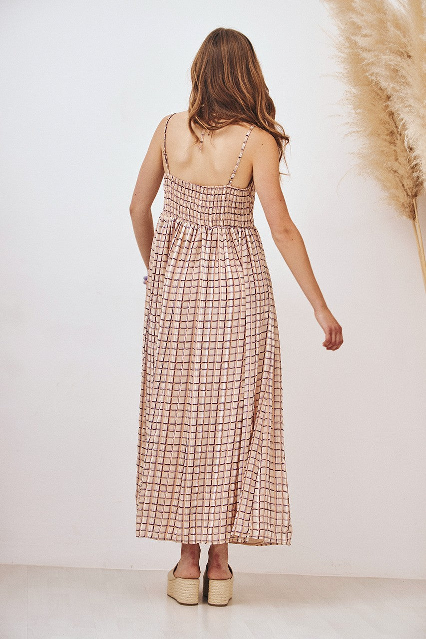 NEKANE Checks Halter Dress | Violet, Designed in Barcelona