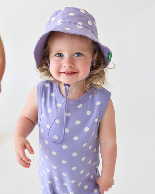 Parade Organic Cotton Baby Tank Romper | Lilac Daisies