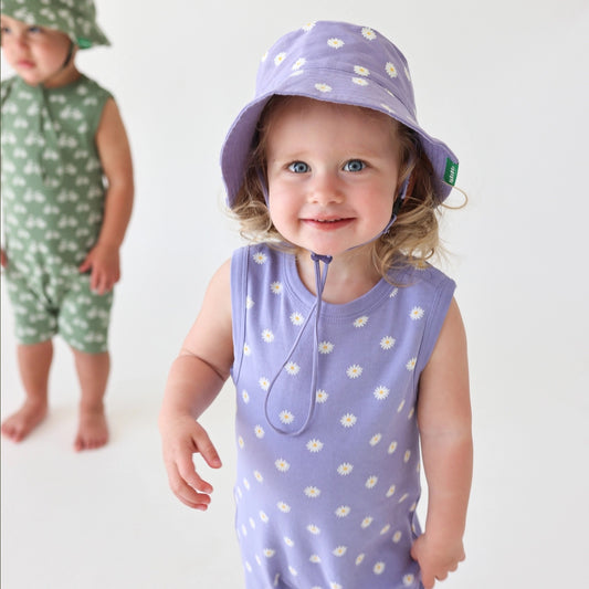 Reversible Bucket Hat - Lilac Daisies