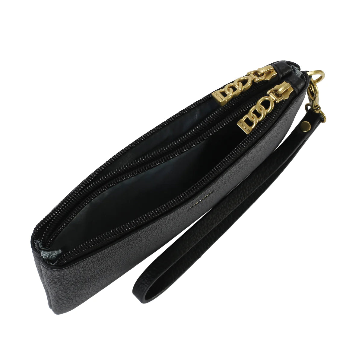 Pixie Mood Paris Double Zip Pouch - Pebbled Black, Vegan Leather