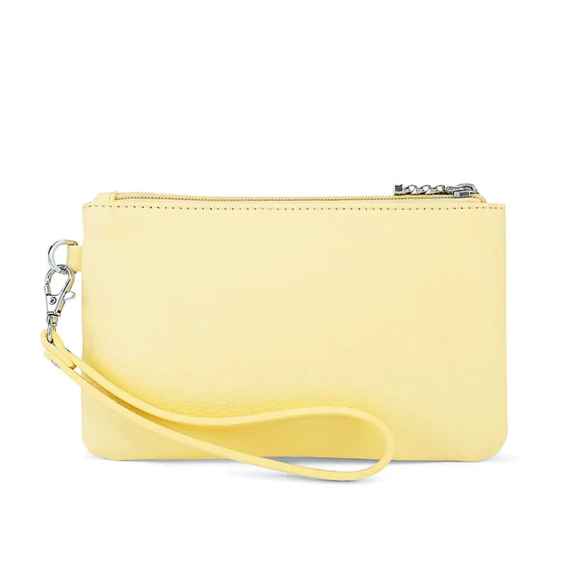 Pixie Mood Paris Double Zip Pouch, Lemonade Pebbled | Vegan Leather