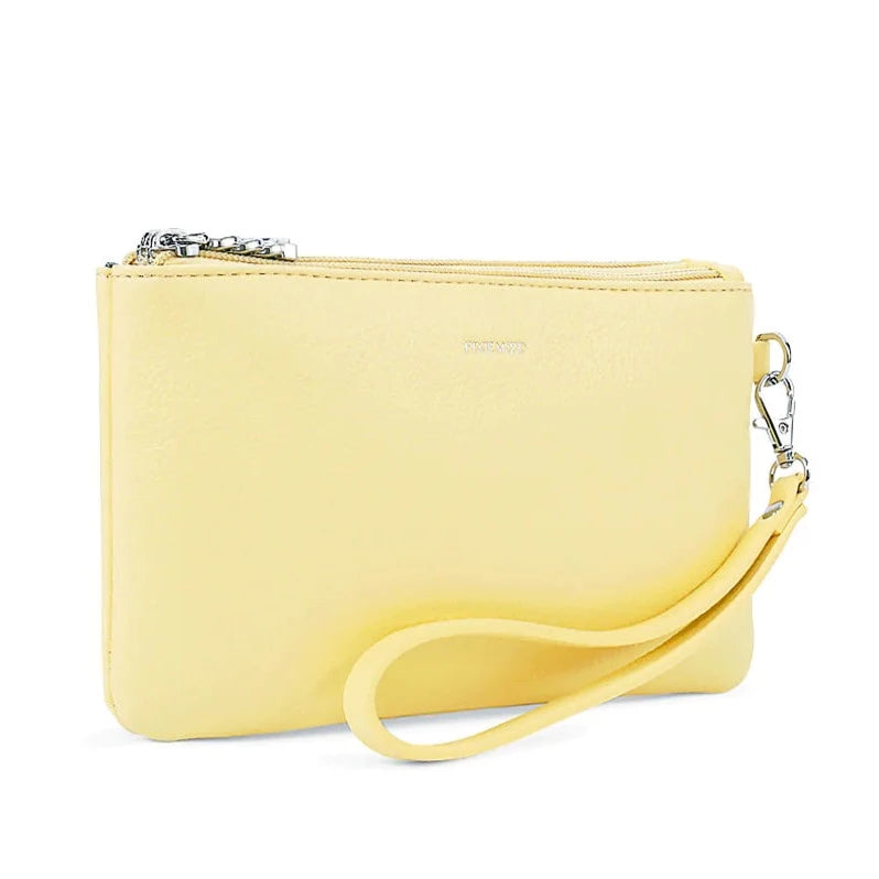 Pixie Mood Paris Double Zip Pouch, Lemonade Pebbled | Vegan Leather