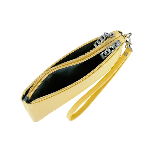 Pixie Mood Paris Double Zip Pouch, Lemonade Pebbled | Vegan Leather