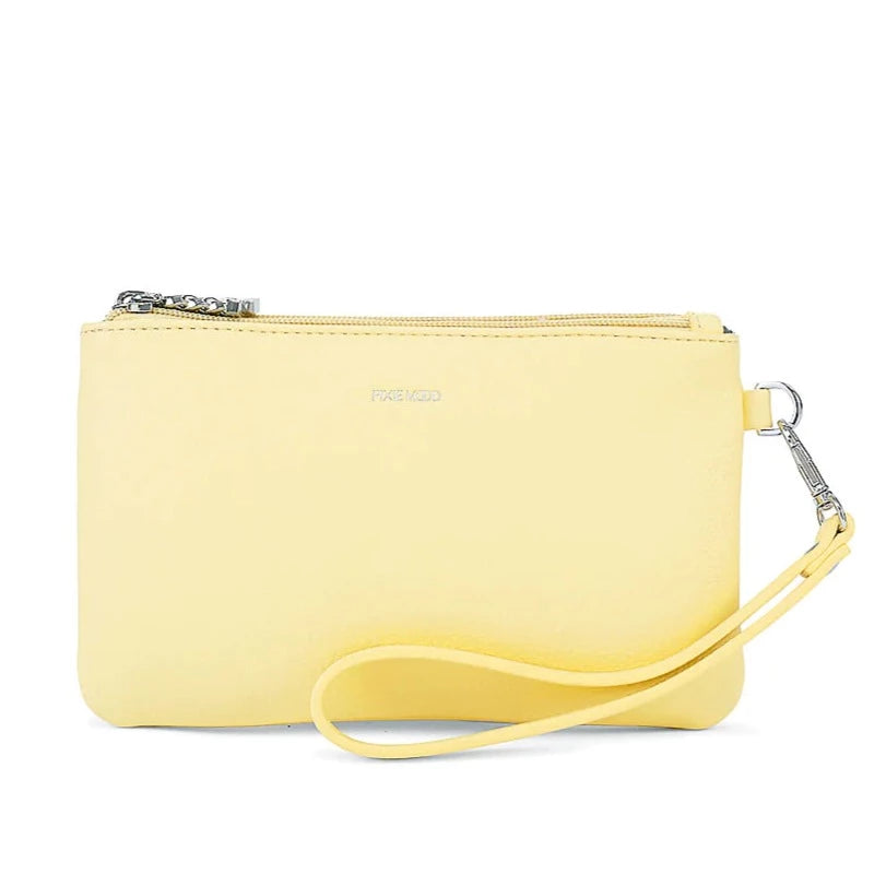 Pixie Mood Paris Double Zip Pouch, Lemonade Pebbled | Vegan Leather