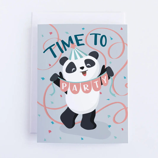 Birthday Card - Time To Party Panda