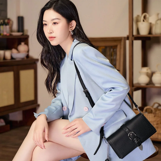 Pixie Mood Beau Crossbody Bag | Black Pebbled, Vegan Leather