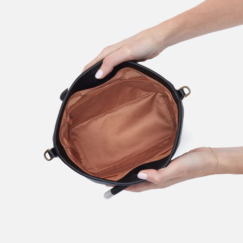 Hobo Bag Luna Small Tote Black | Pebbled Leather