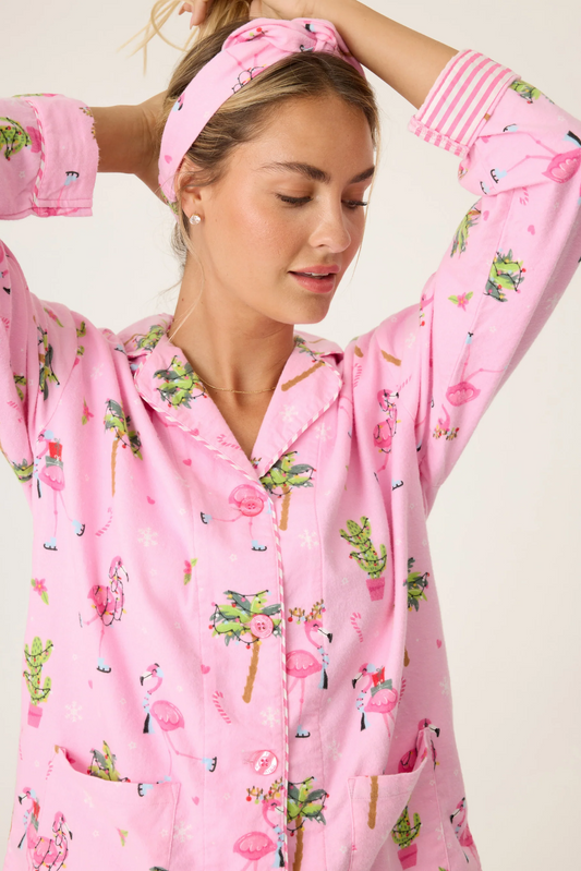 PJ Salvage Flannels PJ Set | Holiday Flamingos