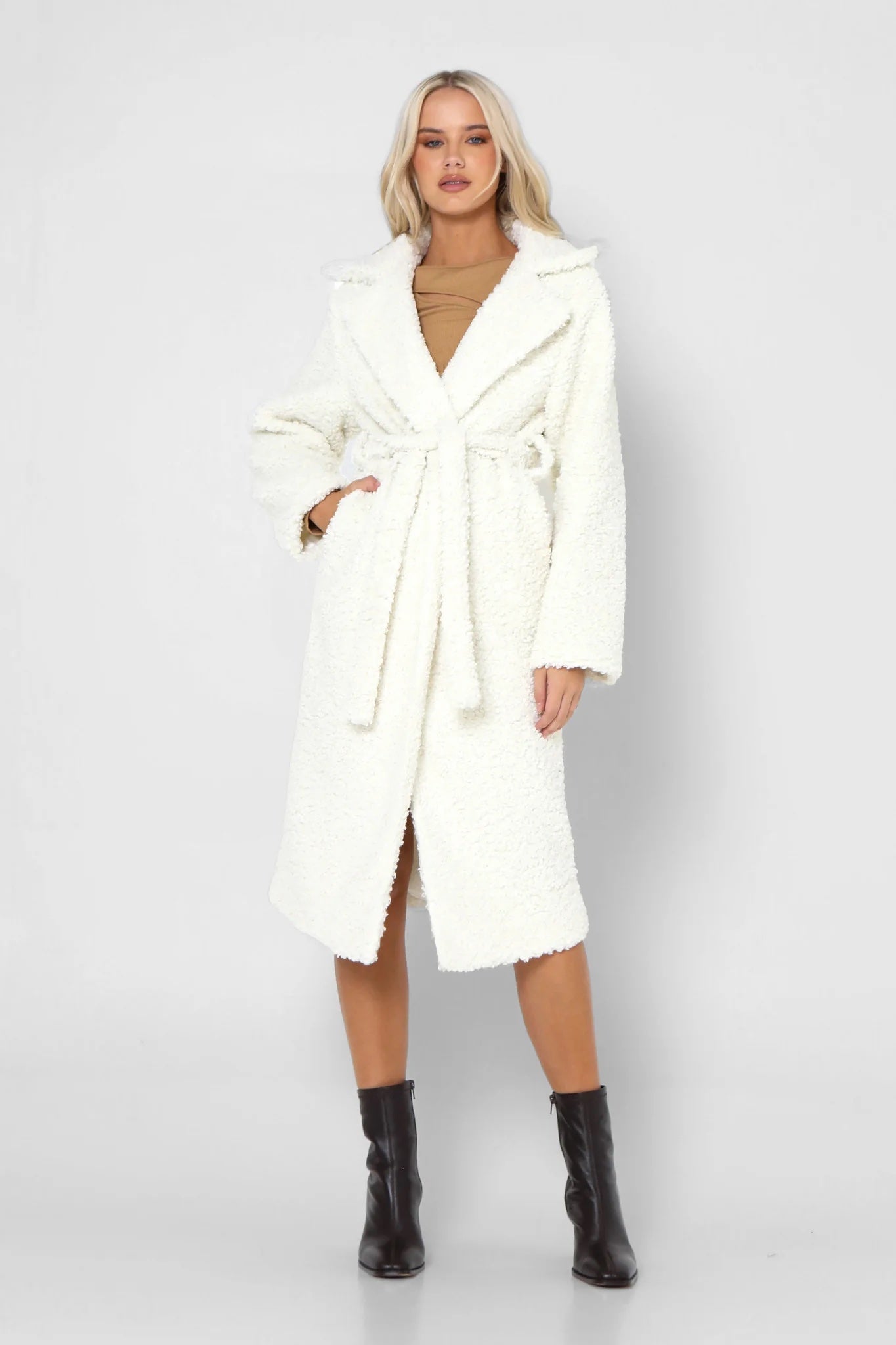 Rose Teddy Coat - Winter White