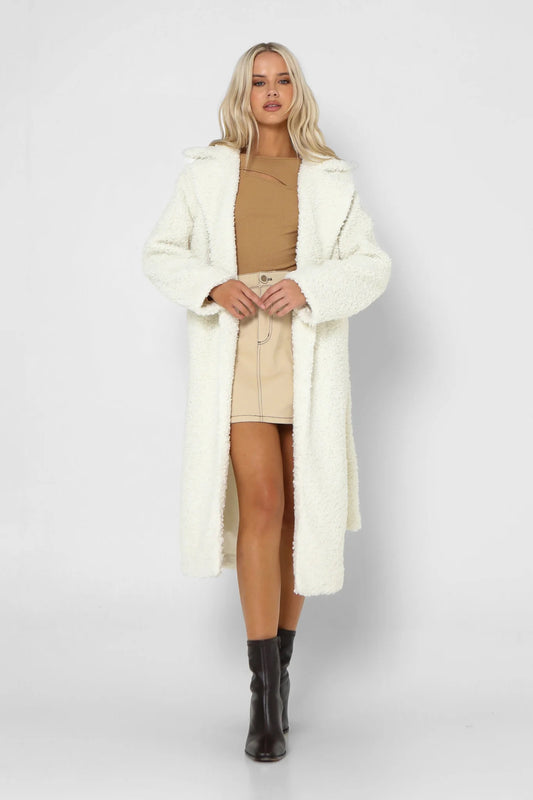 Rose Teddy Coat - Winter White