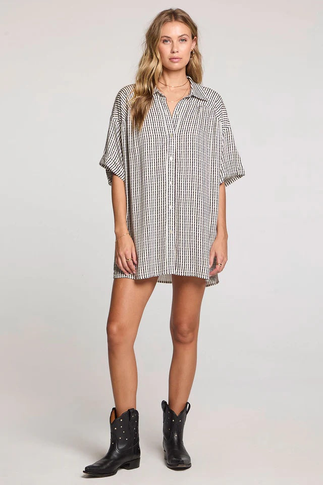 Saltwater Luxe Wyston Tunic Black & White, Designed in the USA