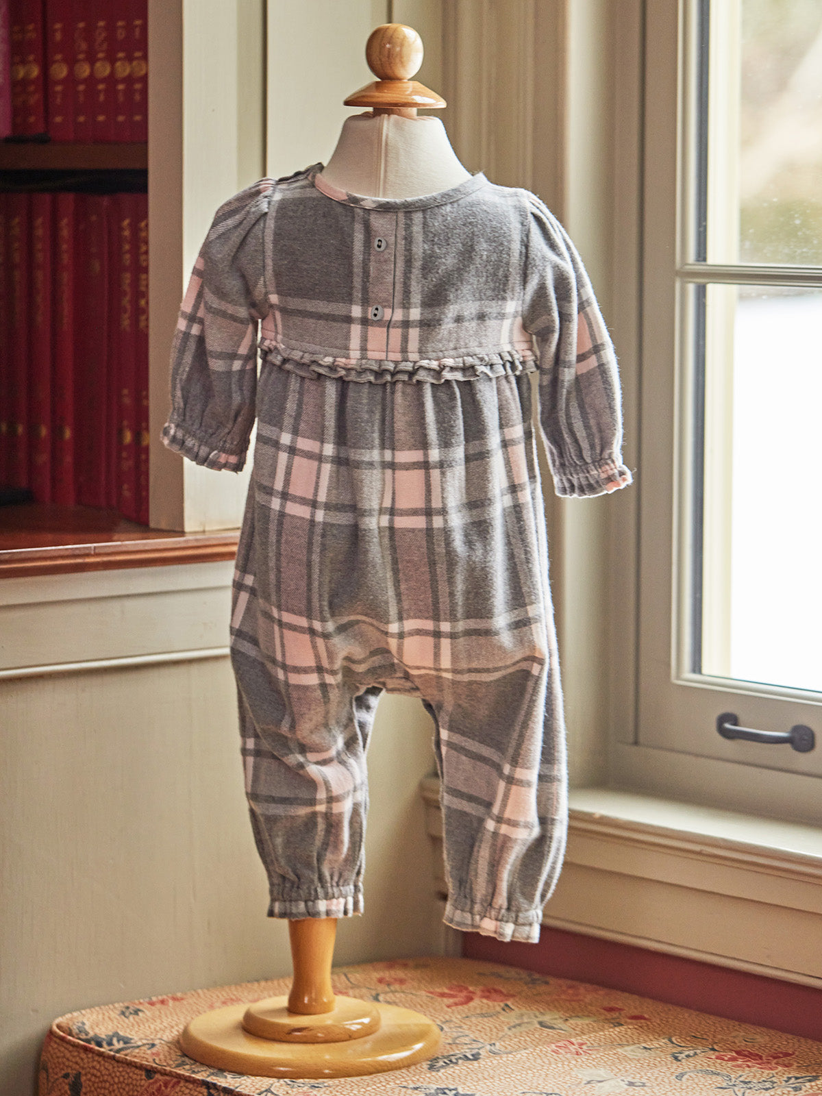 April Cornell Silver Belle Baby Romper | Pink Grey