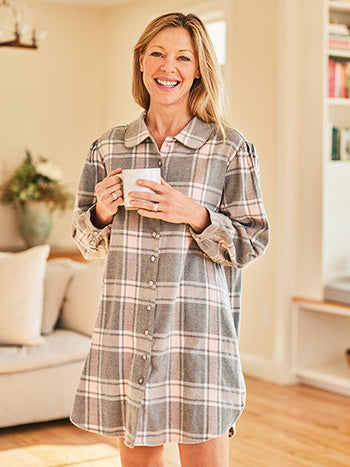 April Cornell Silver Belle Nightshirt, Grey Pink | Designed in Canada