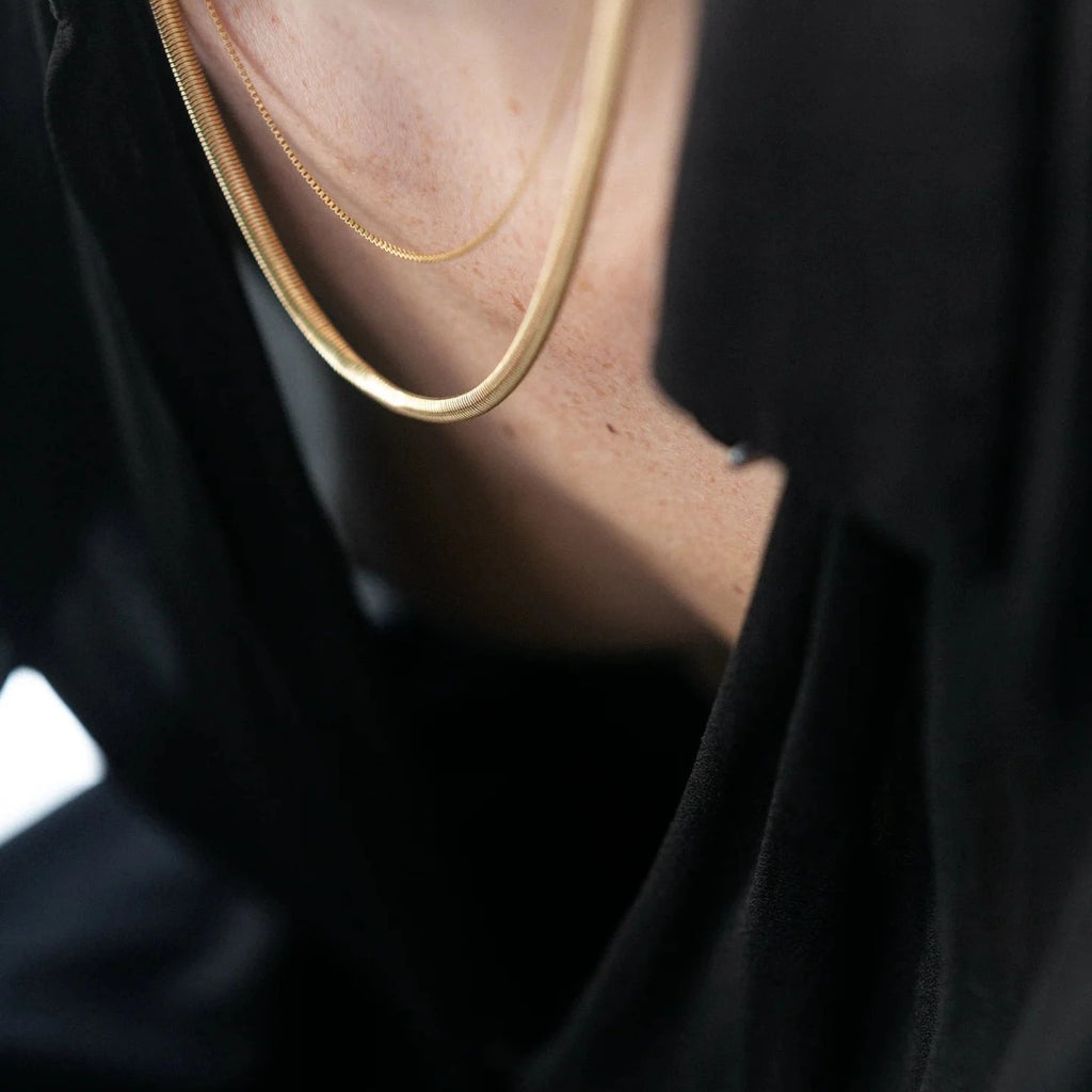 Lisbeth Jewelry Snake Herringbone Necklace | Gold, Handmade